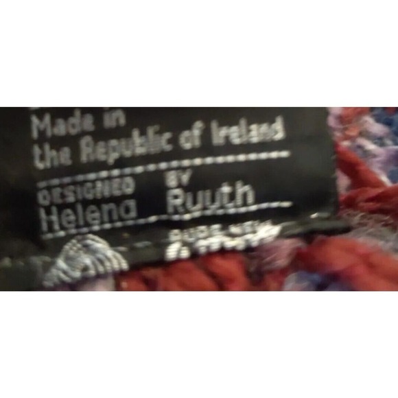Vintage Tapestries Ireland Helena Ruuth Blue Purple Maroon Fringe Throw Blanket - Picture 4 of 5
